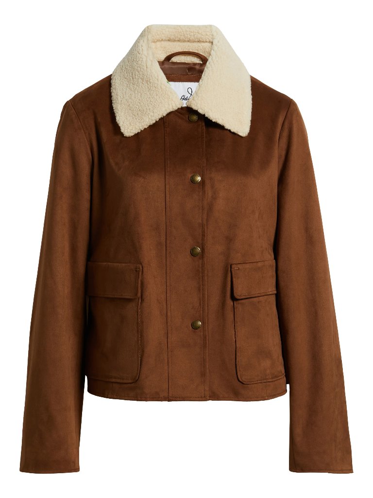 Sam Edelman Faux Leather Jacket With Faux Shearling Collar Nwt